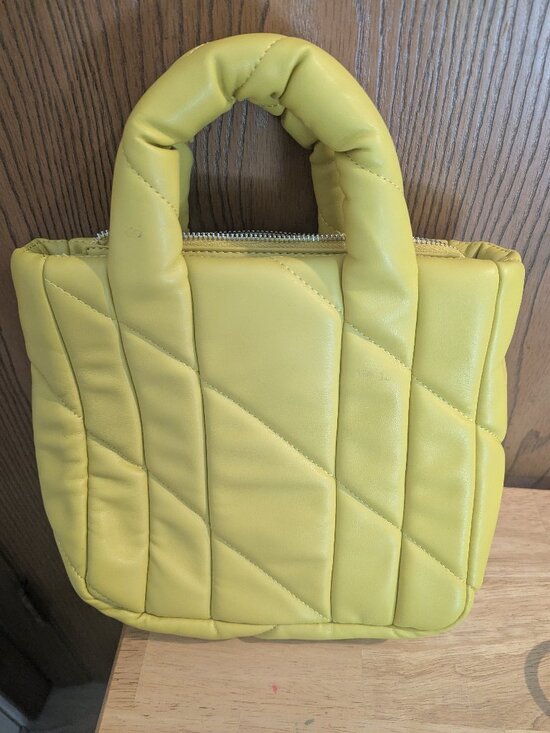Zara Handbags - Zara Quilted Midi Tote Hand Bag/Crossbody Zip Faux Leather-Lime Green/Yellow